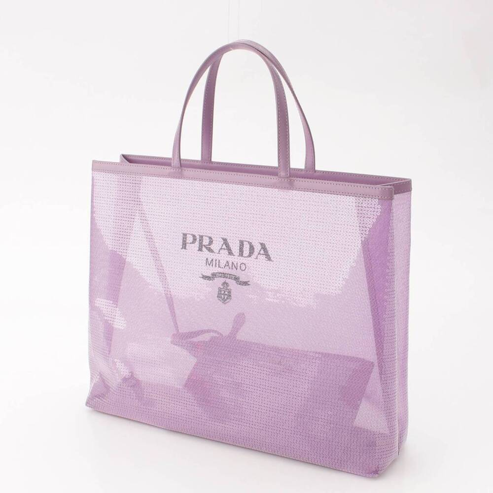 Prada Sequin Mesh Tote Bag Pouch Purple - Picture 2 of 10